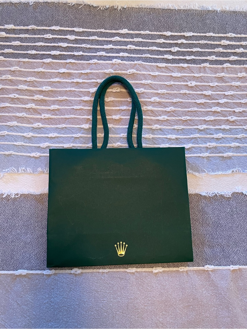 Rolex Dark Green Paper Gift Bag With Gold Crown Emblem